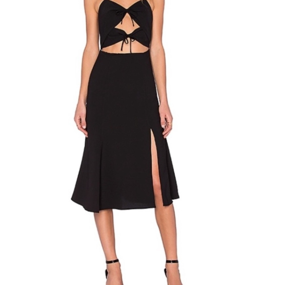 NBD Tie Me Down Midi Dress size M Black NWT Cutout Side slit - Picture 7 of 9